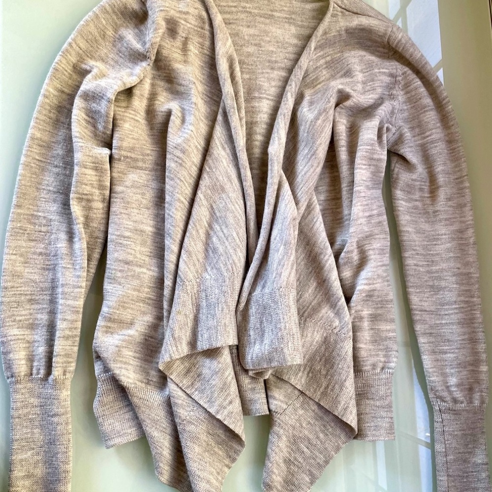 GAP Gray WOOL OPEN Front MACHINE WASH Long Sleeve S SMALL Cardigan Sweater